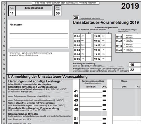 Umsatzsteuervoranmeldung Formular 2022 Download